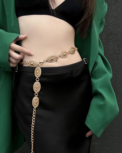 PALAY® Boho Waist Belt for Women Golden Concho Belt Saree Waist Belt Metal Concho Belt Western Fashion Conchos Adjustable Concho Belt, 29.53 inches +19.69 inches 2 PCS PALAY® Boho Waist Belt for Women Golden Concho Belt Saree Waist Belt Metal Concho Belt Western Fashion Conchos Adjustable Concho Belt, 29.53 inches +19.69 inches 2 PCS